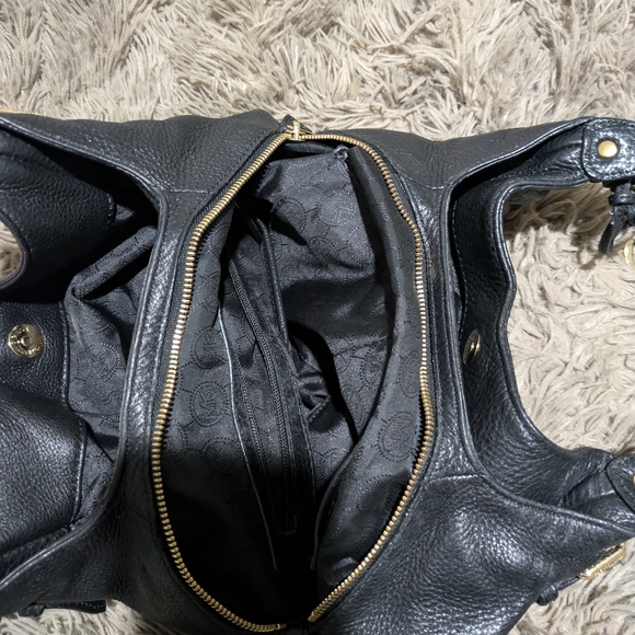 Michael Kors Black Leather Shoulder Bag with Gold Accents - Picture 13 of 14